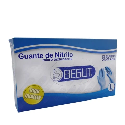 GUANTES DE NITRILO MICRO TEXTURIZADO AZUL TALLA L CAJA X 100 BEGUT