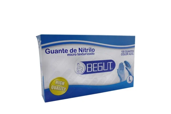 GUANTES DE NITRILO MICRO TEXTURIZADO AZUL TALLA L CAJA X 100 BEGUT
