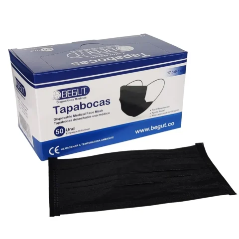TAPABOCAS X 50 UNIDAD NIÑOS Y NEGRO BEGUT