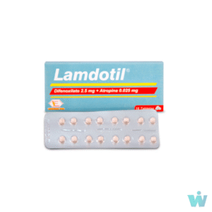 LAMDOTIL TABLETAS ( DIFENOXILATO 2.5 MG + ATROPINA 0.025% ) CAJA X 16 TABL