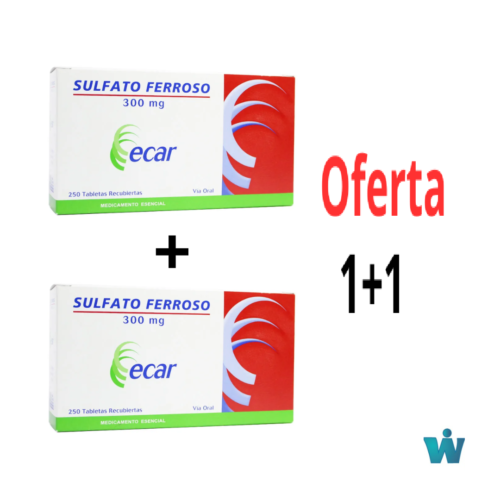SULFATO FERROSO 300 MG X X 250 TB ECAR 1+1