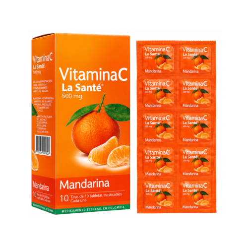VITAMINA C 500 MG MANDARINA 10 TIRAS X 10 TB LA SANTE