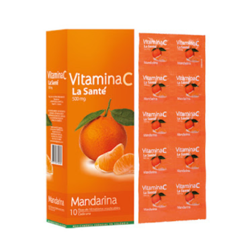 VITAMINA C 500 MG MANDARINA 10 TIRAS X 10 TB LA SANTE