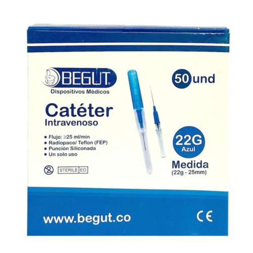 CATETER INTRAVENOSO 22 G - 25 MM PAQUETE X 5 UND BEGUT