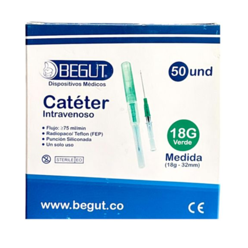 CATETER INTRAVENOSO 18 G - 32 MM PAQUETE X 5 UND BEGUT