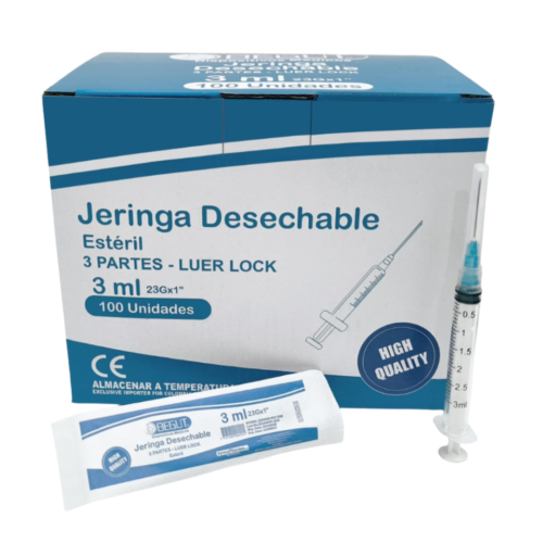 JERINGA 3 ML LUER LOCK 3P CAJA X 100 UNID BEGUT