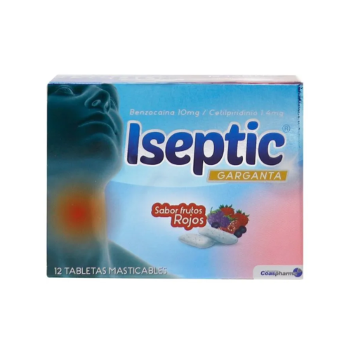 ISEPTIC GARGANTA FRUTOS ROJOS X 12 TABLETAS