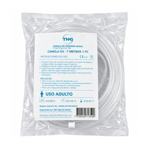 CANULA DE OXIGENO NASAL ADULTO CON TUBO DE 7M ( CANULA 02- 7 METROS 1PC )