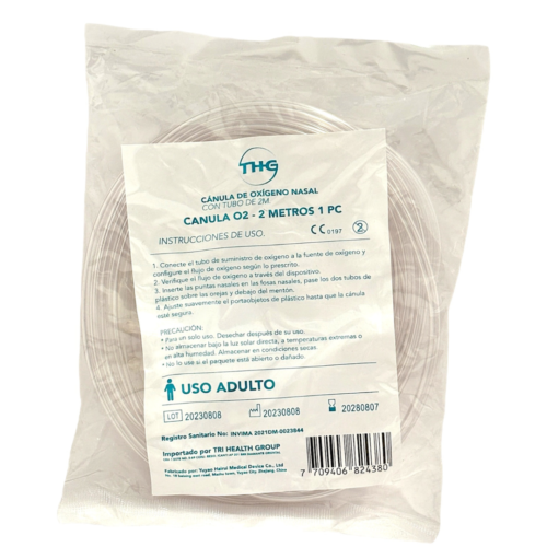 CANULA DE OXIGENO NASAL ADULTO CON TUBO DE 2 METROS