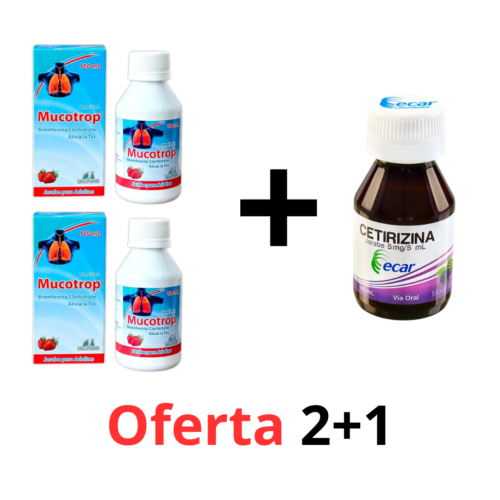 COMBO ALIVIO TOTAL #3: 2 MUCOTROP ADULTOS + 1 CETIRIZINA JARABE ECAR