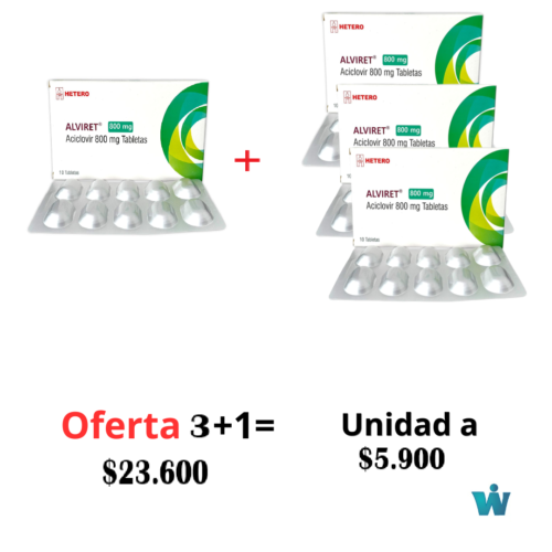 ALVIRET 800 MG ACICLOVIR X 10 TB OFERTA 3+1
