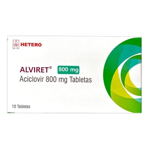ALVIRET 800 MG ACICLOVIR X 10 TB HETERO INVIMA:2020M-0015667-R1 LOTE:EAV250702 FV:06/2027