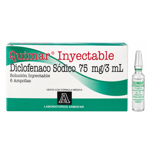 QUIMAR DICLOFENACO SODICO 75MG/3 ML X 6 AMPOLLAS