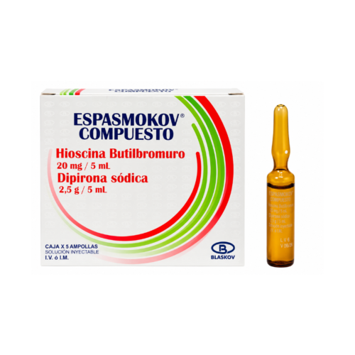 ESPASMOKOV HIOCINA BUTILBROMURO + DIPIRONA CAJA X 5 AMPOLLAS