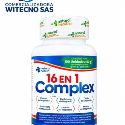 COMPLEX 16 EN 1 CLORURO DE MAGNESIO FRASCO X 100 UND NATURAL HEALTH INVIMA:PSA-0826-2026 LOTE:2180726-3 FV:07/2028