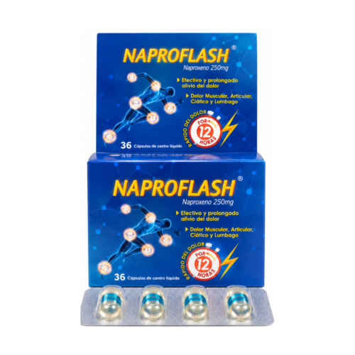 NAPROFLASH (Naproxeno) 250mg X 36 Cápsulas de Centro Liquido